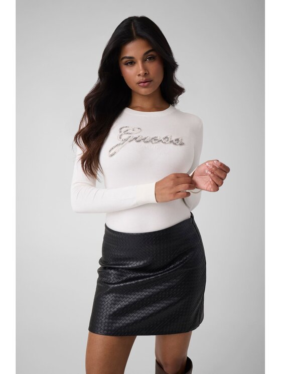 Guess Sweter 184022 Biały Classic Fit