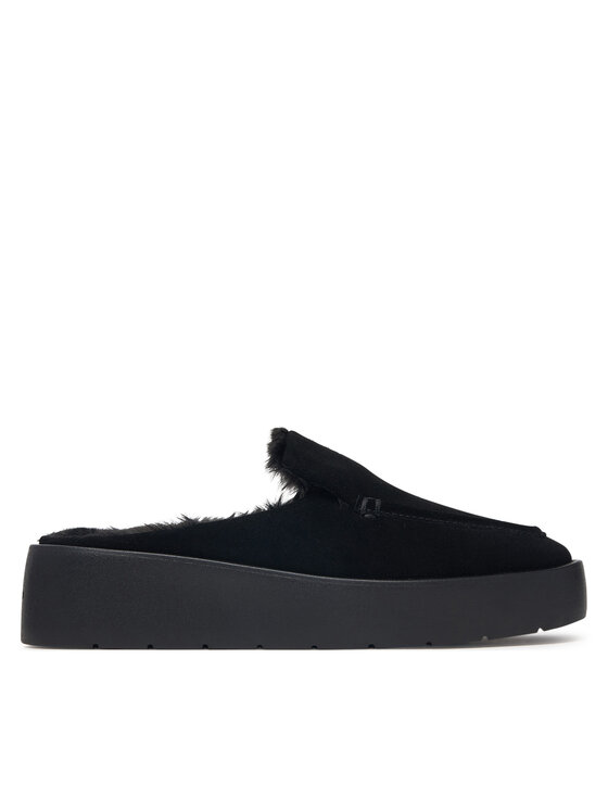 Calvin Klein Klapki Flatform Mule Suede WL HW0HW03182 Czarny