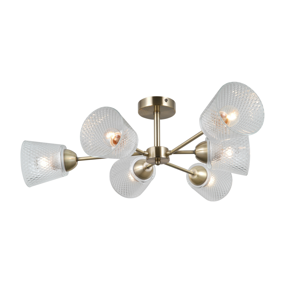 LAMIN lampa sufitowa złoto antyczne 6xE27 klosze szklane PND-40697-6-ABR