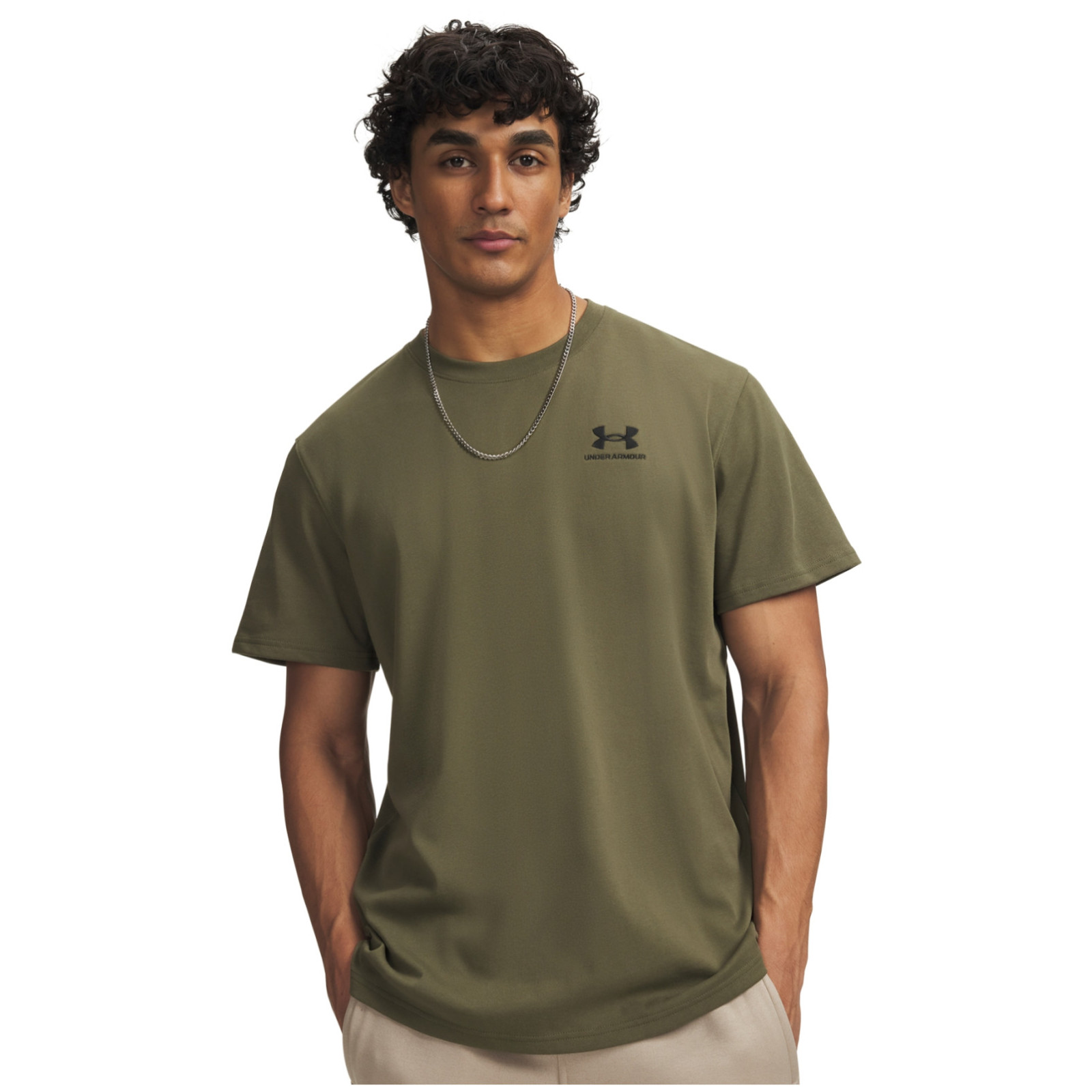Koszulka męska Under Armour M Logo Emb Heavyweight SS Rozmiar: M / Kolor: khaki/czarny