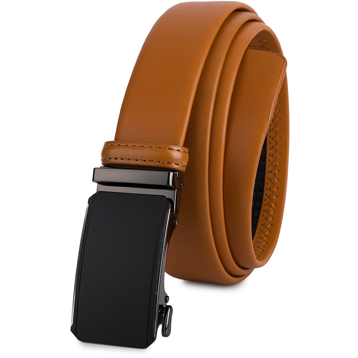 Pasek męski skórzany 3,5 cm klamra automatyczna Beltimore camelowy 02-594