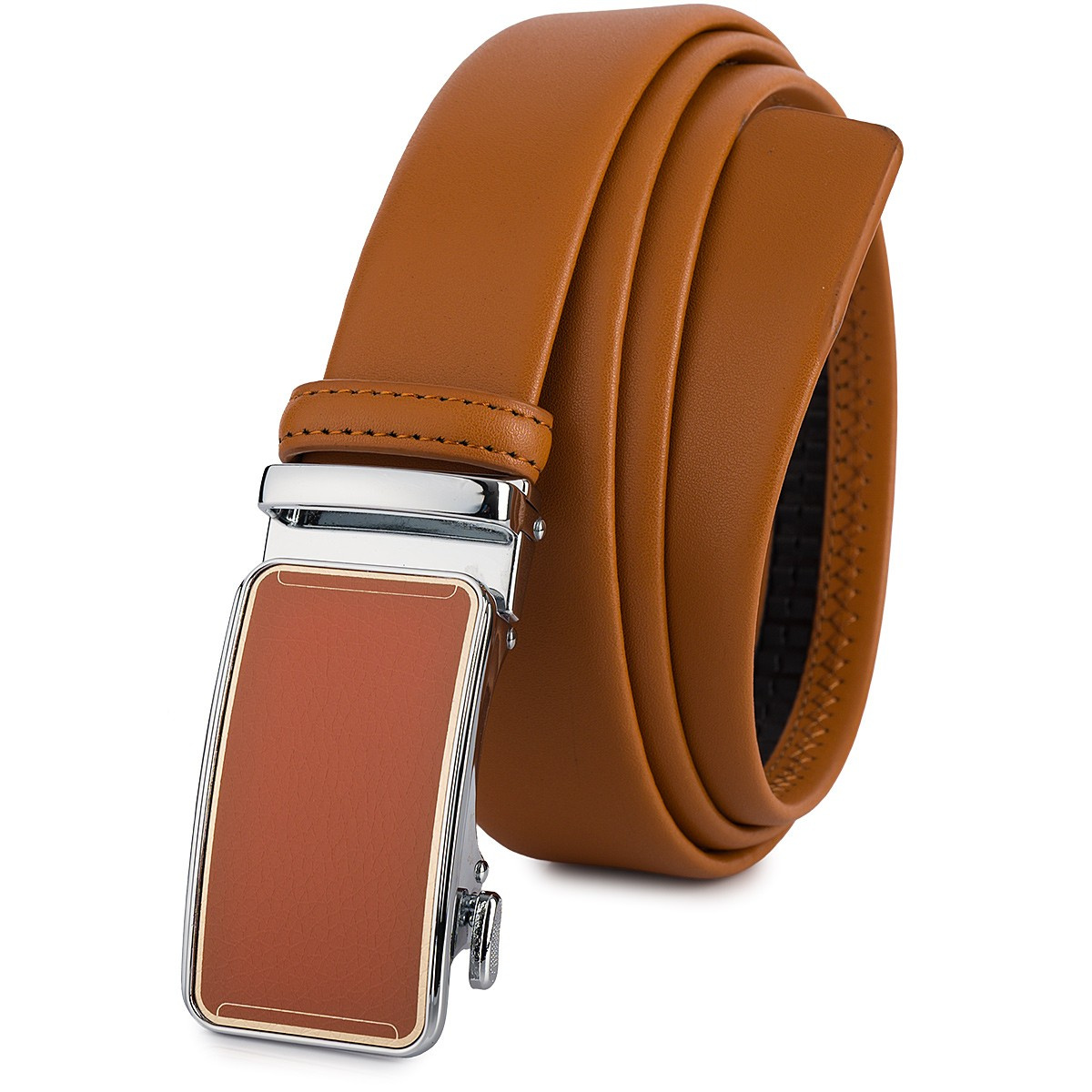 Pasek męski skórzany 3,5 cm klamra automatyczna Beltimore camelowy 02-598