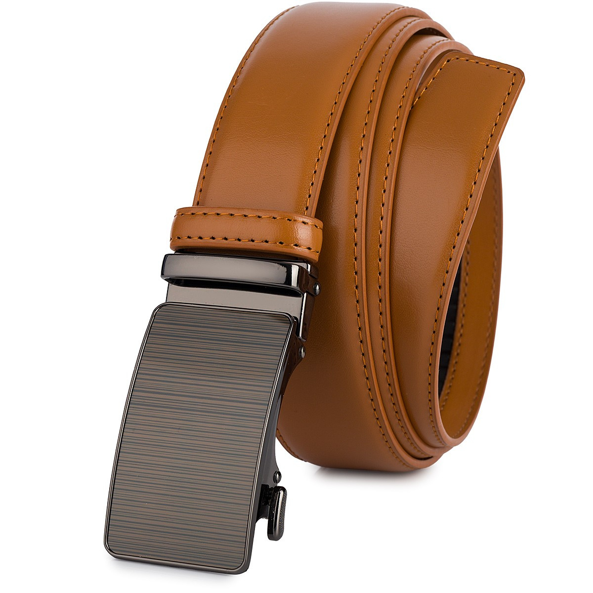 Pasek męski skórzany 3,5 cm klamra automatyczna Beltimore camelowy 03-575
