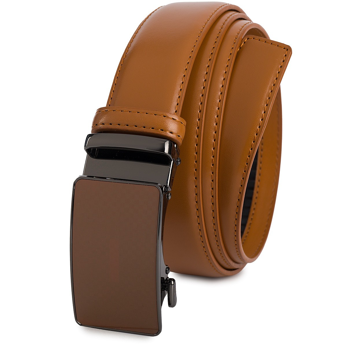 Pasek męski skórzany 3,5 cm klamra automatyczna Beltimore camelowy 03-582