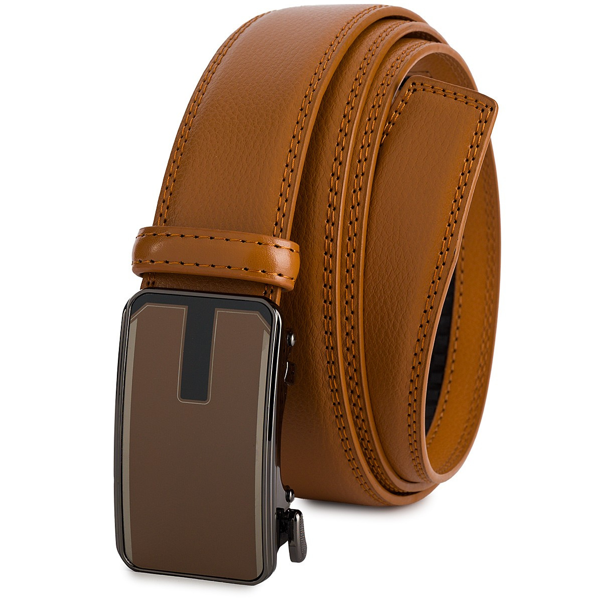 Pasek męski skórzany 3,5 cm klamra automatyczna Beltimore camel 50-551