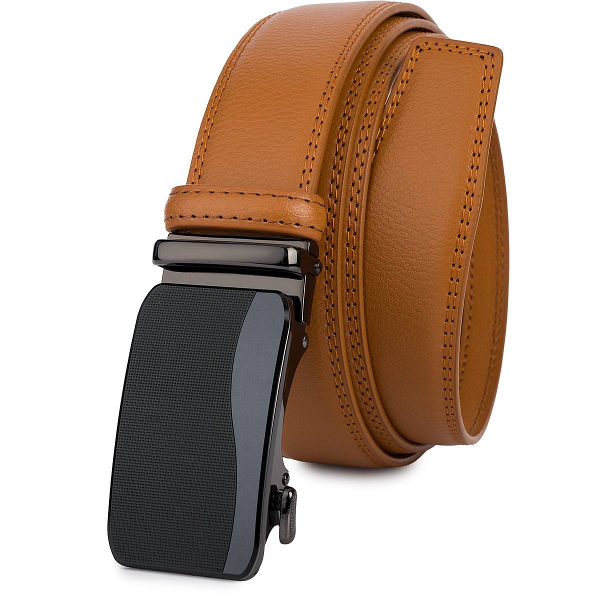 Pasek męski skórzany 3,5 cm klamra automatyczna Beltimore camel 56-570