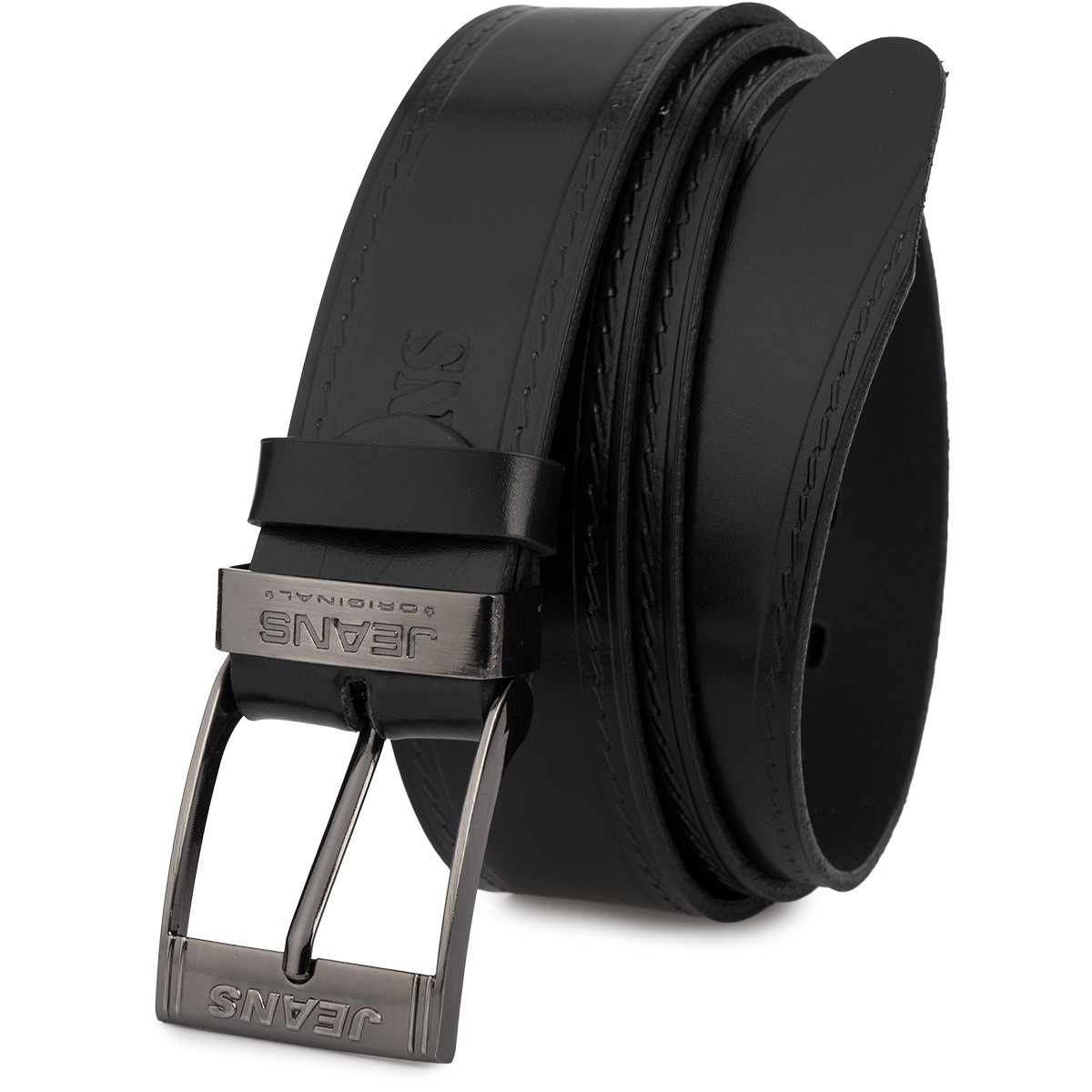 Pasek męski skórzany premium szeroki 4cm klasyczny czarny Beltimore Jeans E60
