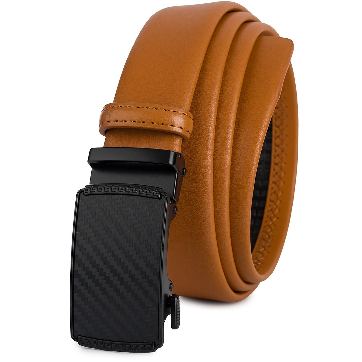 Pasek męski skórzany 3,5 cm klamra automatyczna Beltimore camel 02-554