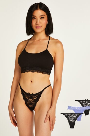 Hunkemöller Stringi Mini 3 pary Czarny