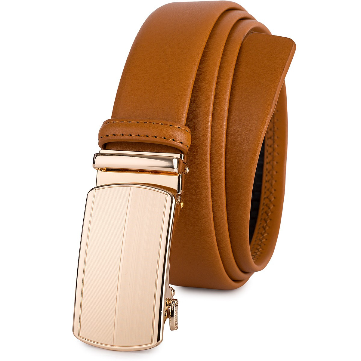 Pasek męski skórzany 3,5 cm klamra automatyczna Beltimore camelowy 02-578