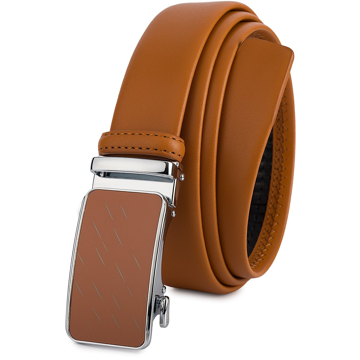 Pasek męski skórzany 3,5 cm klamra automatyczna Beltimore camelowy 02-599