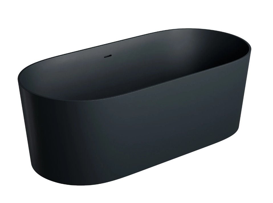 Omnires Wanna wolnostojąca Ovo M+ 160x75 cm z przelewem owalna kompozyt black lava mat OVO160WWZPBLV