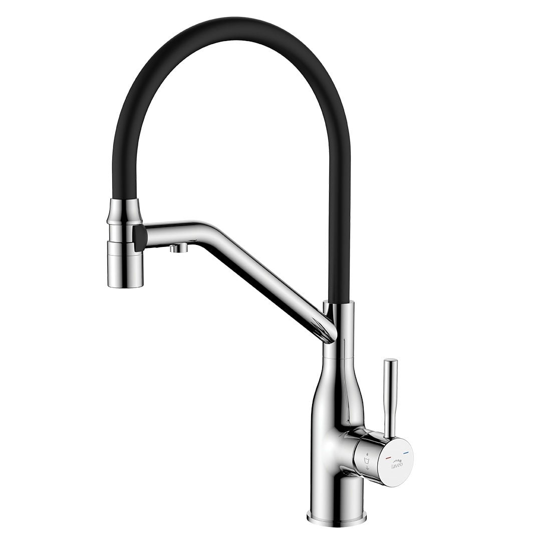 Laveo Bateria kuchenna Colina Eco z ruchomą elastyczną wylewką chrom/czarny BC2_778D