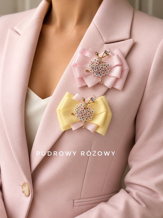 Pastelowa Brosza z Baletnicą z kwiatków z kolorowymi kamieniami