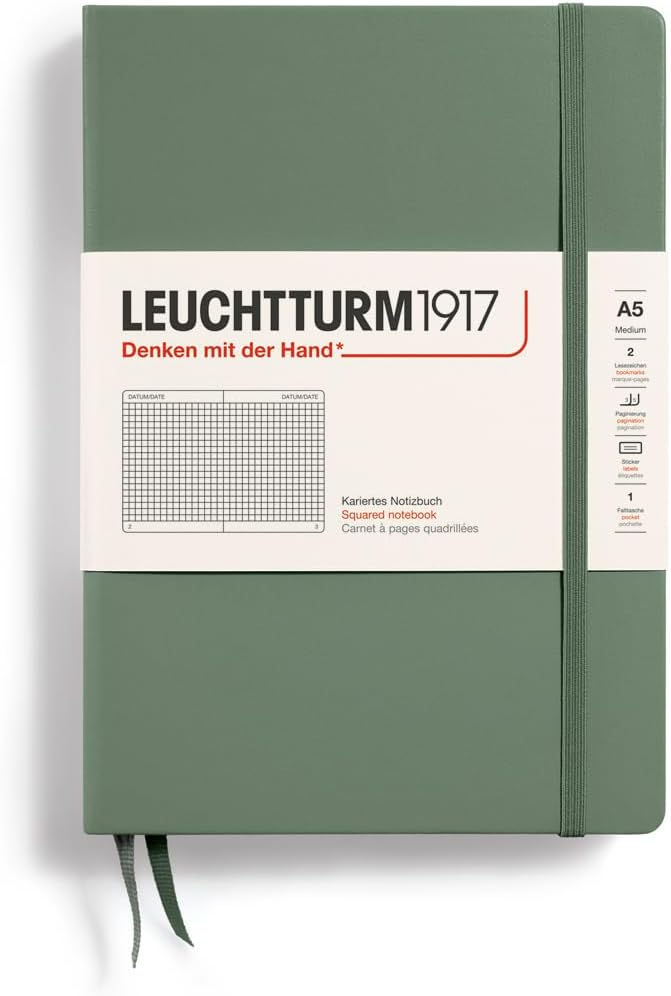 Notatnik w kratkę A5 LEUCHTTURM1917 twarda okładka 251 stron oliwkowy