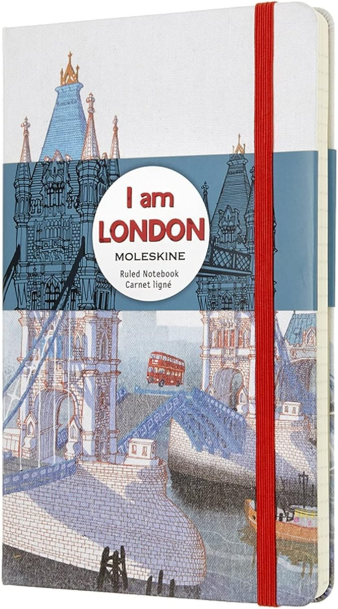 Moleskine I Am London edycja limitowana, biały notatnik w linie, twarda