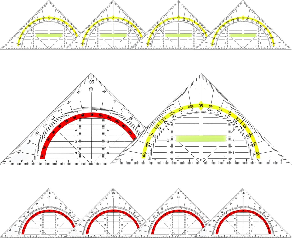 Ekierka geometryczna 16 cm z tworzywa, 10 szt., przezroczysta do szkoły