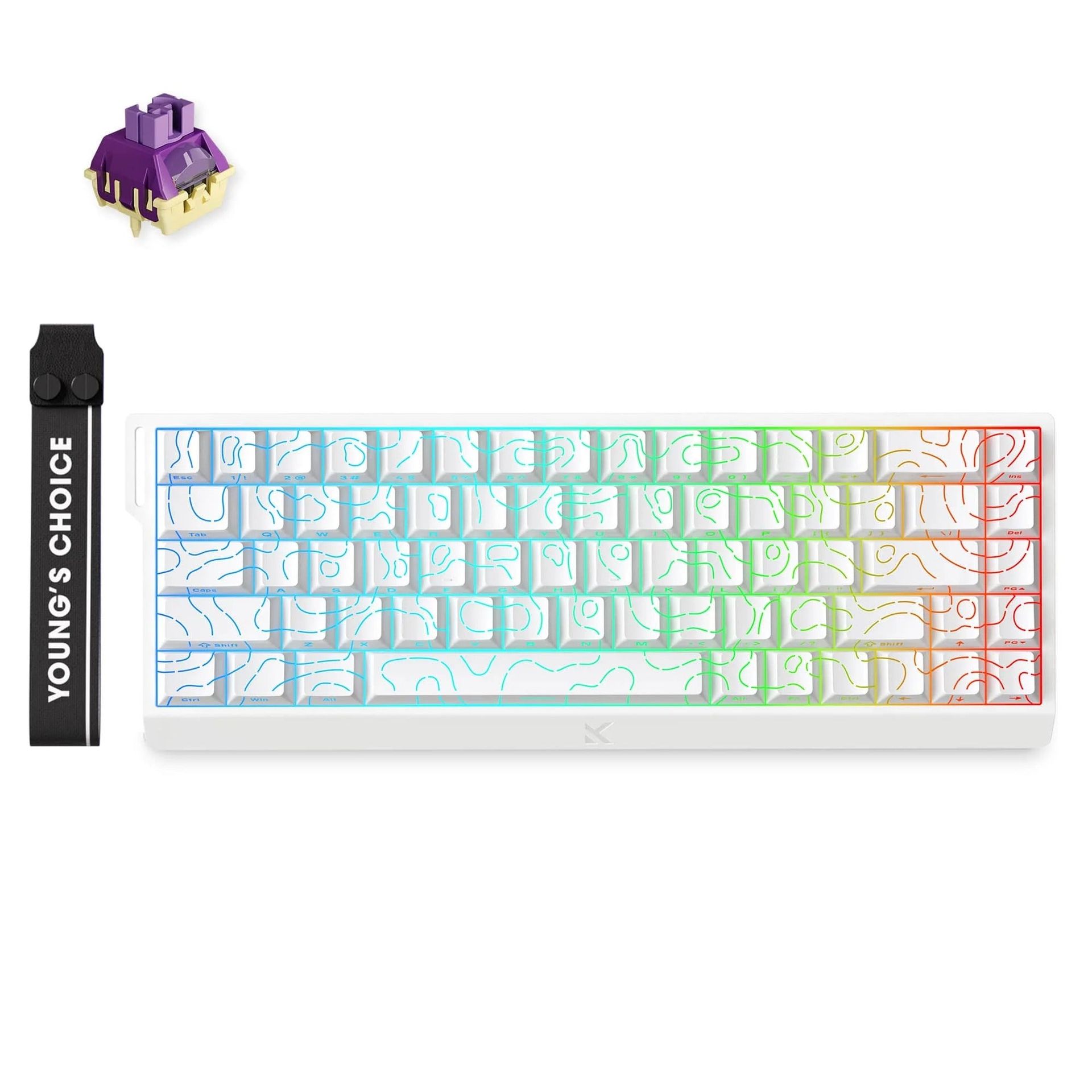 MCHOSE - Ace 68 HE Magnetic Switch Keyboard White Topographic - Klawiatura Magnetyczna HW-Ace68-32