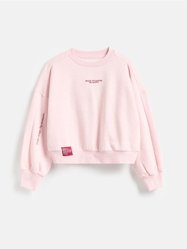 Reserved - Bluza z napisem na plecach - pastelowy róż