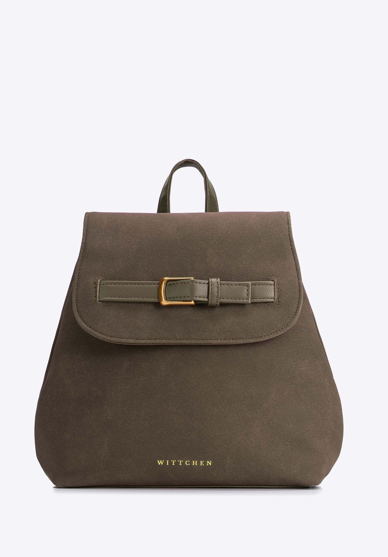 Elegancki plecak damski z klapą khaki