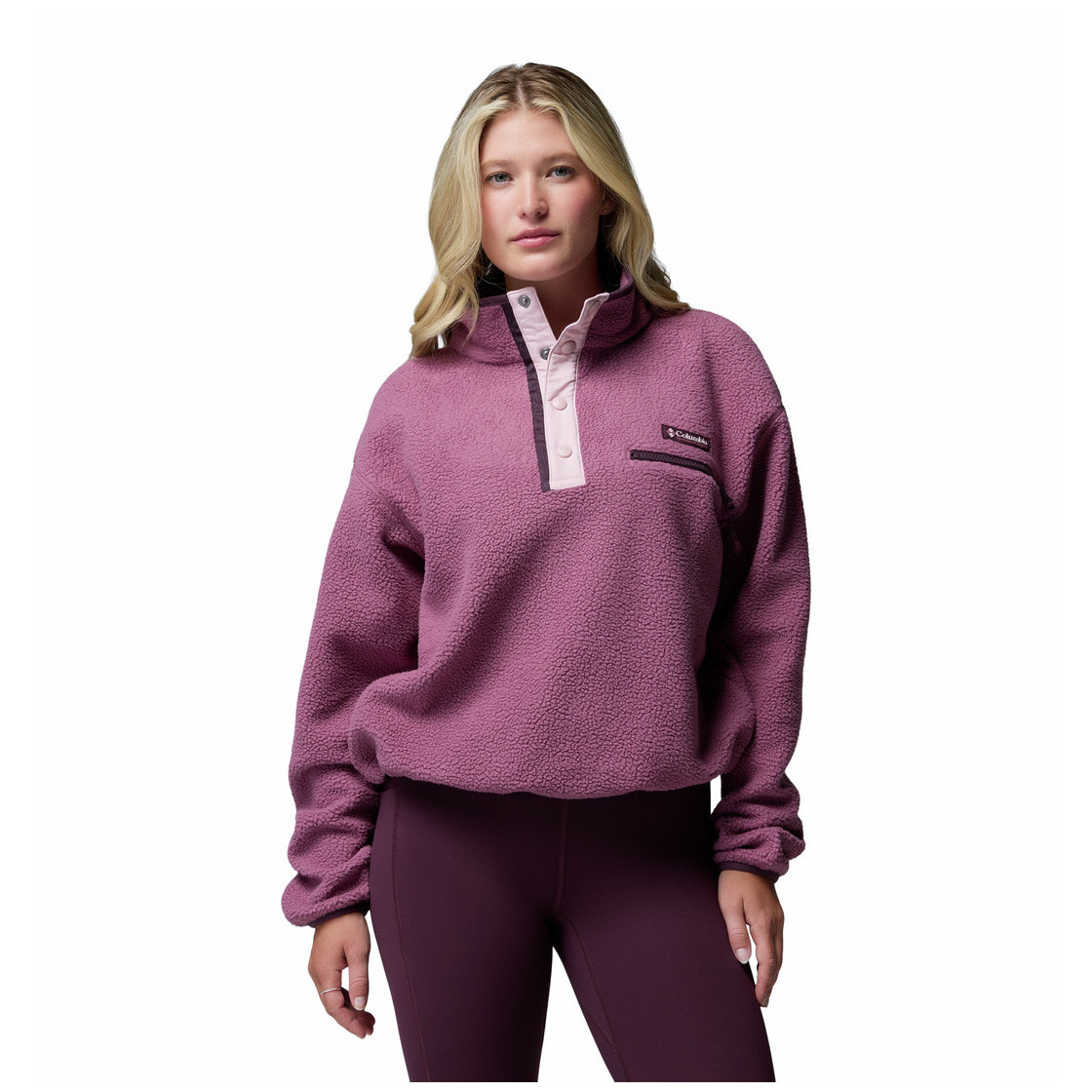 Bluza damska Columbia Helvetia™ II Cropped Half Snap Fleece Rozmiar: M / Kolor: fioletowy/czerwony
