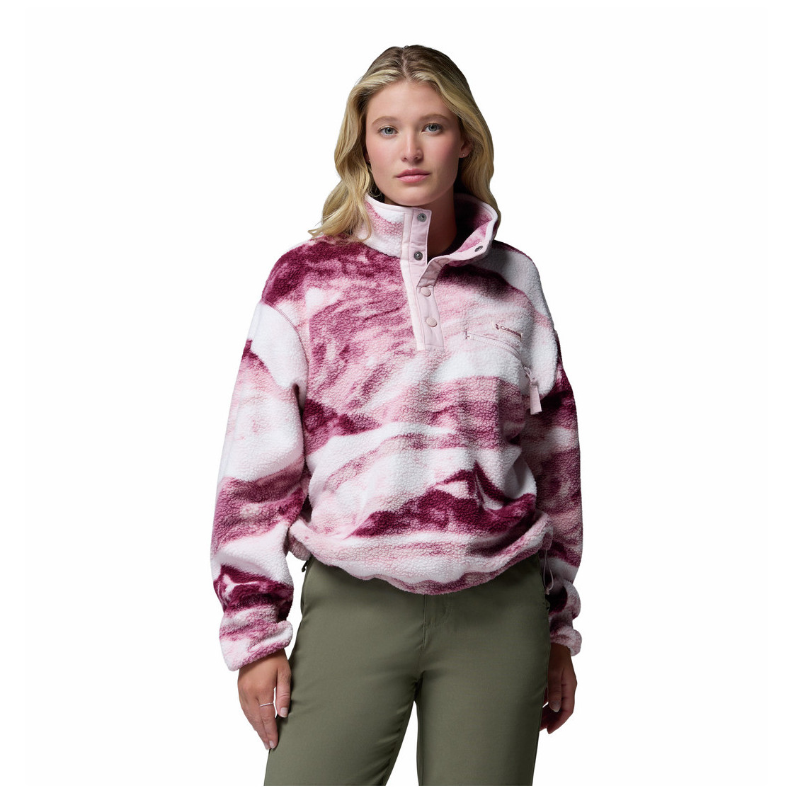 Bluza damska Columbia Helvetia™ II Printed Cropped Half Snap Rozmiar: L / Kolor: różowy/fioletowy