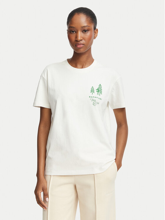Napapijri T-Shirt Bliss NP0A8AVF Kremowy Regular Fit