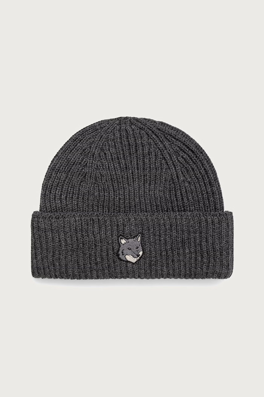 Maison Kitsuné Fox Head Large Beanie czapka beanie wełniana męska