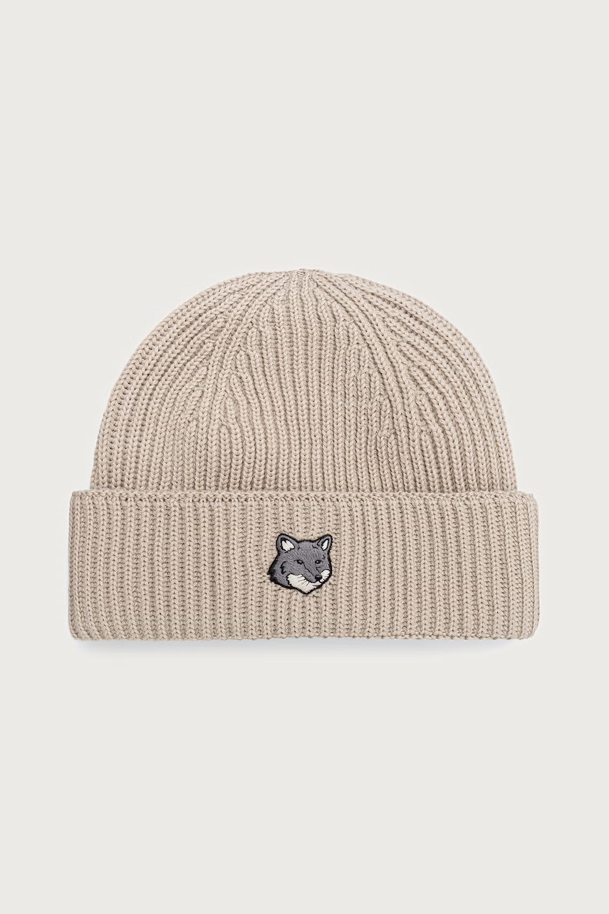 Maison Kitsuné Fox Head Large Beanie czapka beanie wełniana męska