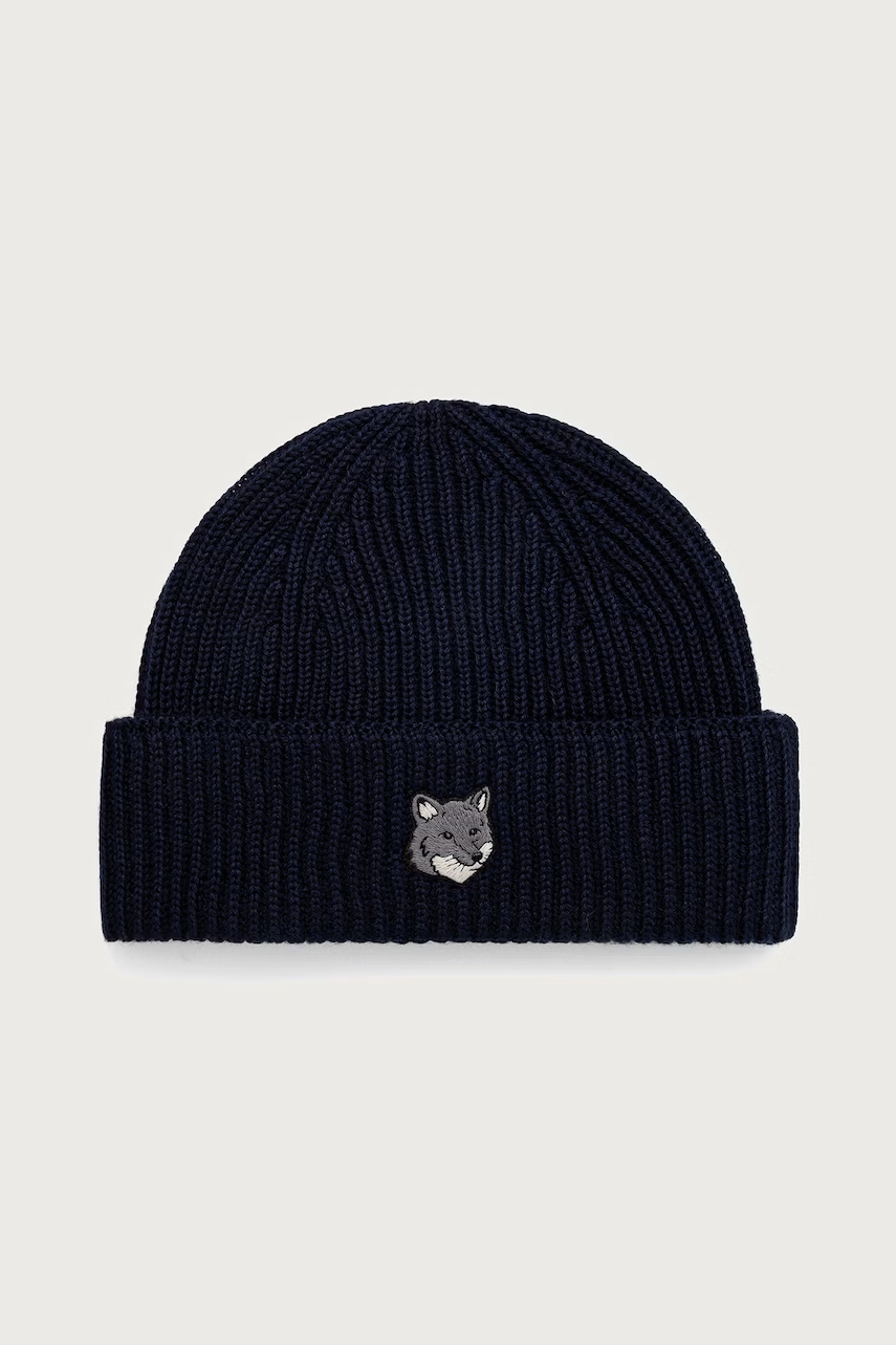 Maison Kitsuné Fox Head Large Beanie czapka beanie wełniana męska