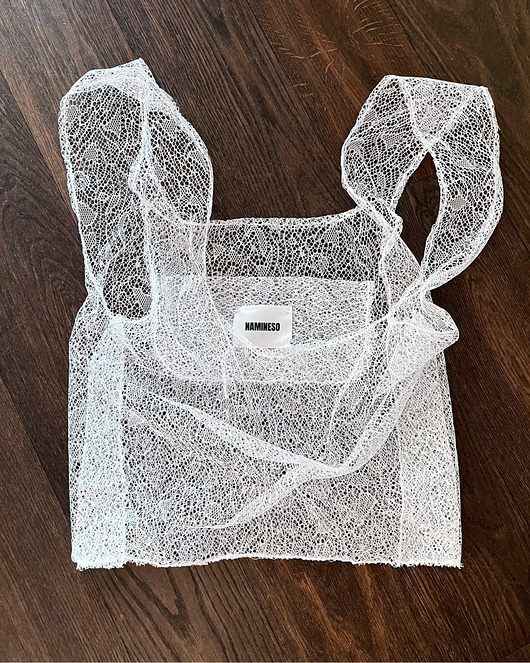 Koronkowa torba shopper NAMINESO FOLD biała