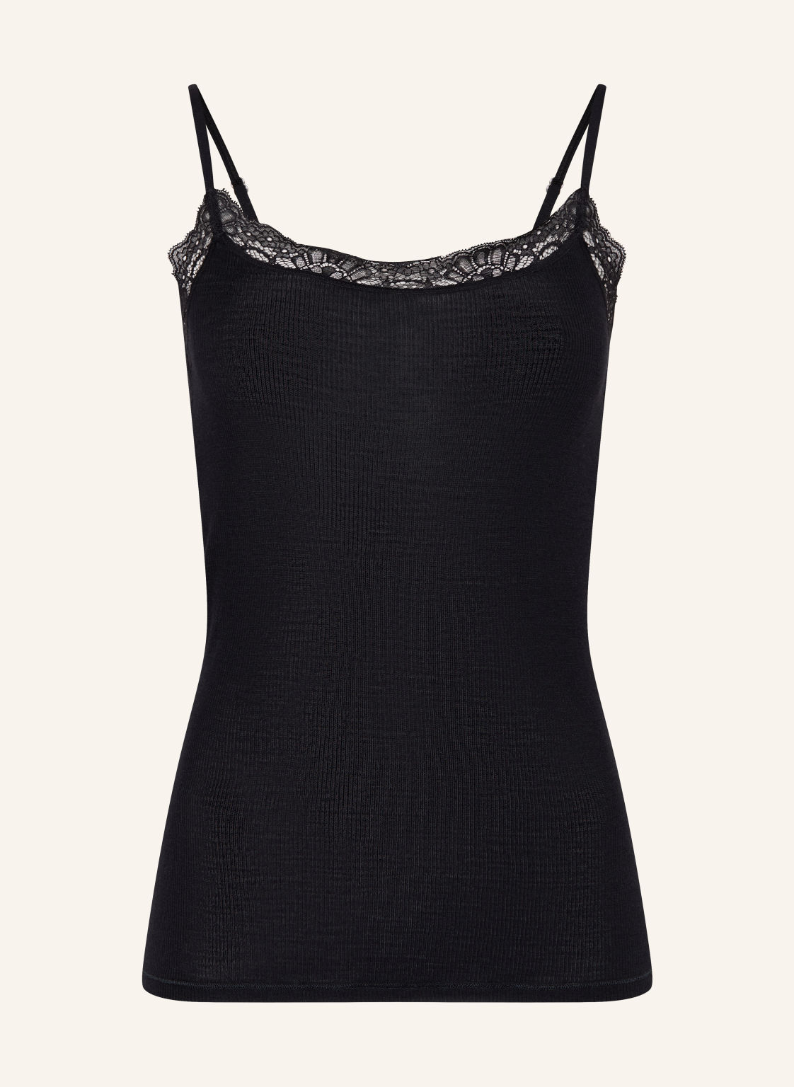 Hanro Top Woolen Lace Z Wełną Merynosową I Jedwabiem schwarz