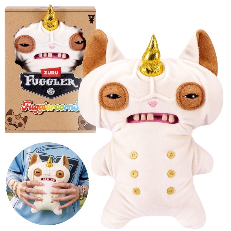 Fuggler Funny Ugly Monster Fugglercorns Maskotka Straszna Brzydki Pluszak Przytulanka Dla Dzieci Pluszowa Śmieszna Jednorożec Beżowy