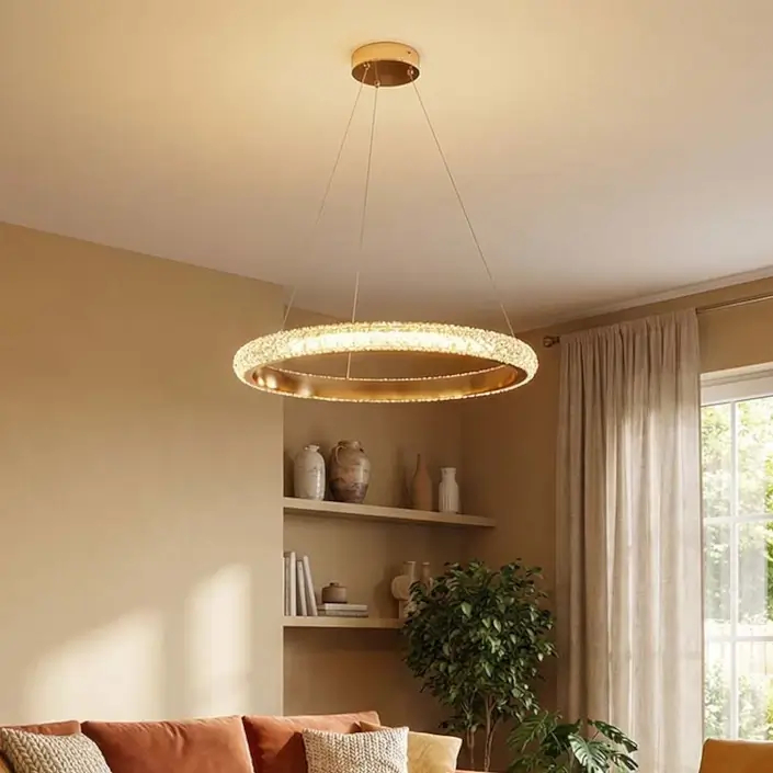 Lampa wisząca glamour CELESTIA złota 338358 LED 48W 4000K pierścień