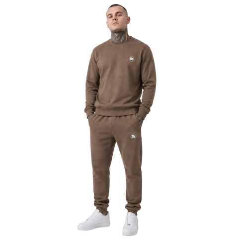 Bawełniany Dres Sportowy WarHouse Logo Komplet Light Coffe
