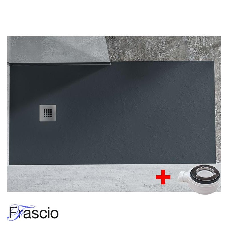 Brodzik prysznicowy Vulcano Line Slim w kolorze antracytowym, 80x160 cm, z żywicy syntetycznej i proszku marmurowego, - FRASCIO