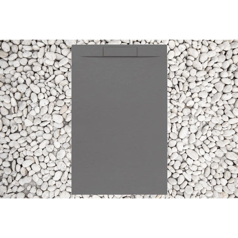 FRASCIO Brodzik 105X65 cm GREY Vulcano Line PLUS z żywicy i proszku marmurowego z boczną kratką w kolorze MARMORESINA