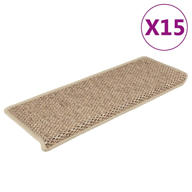 Samoprzylepne nakładki na schody, 15 szt., 65x21x4 cm, piaskowe