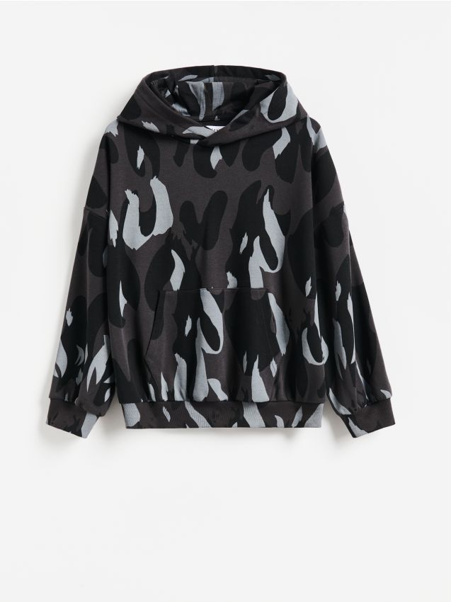 Reserved - Bluza oversize z kapturem - ciemnoszary