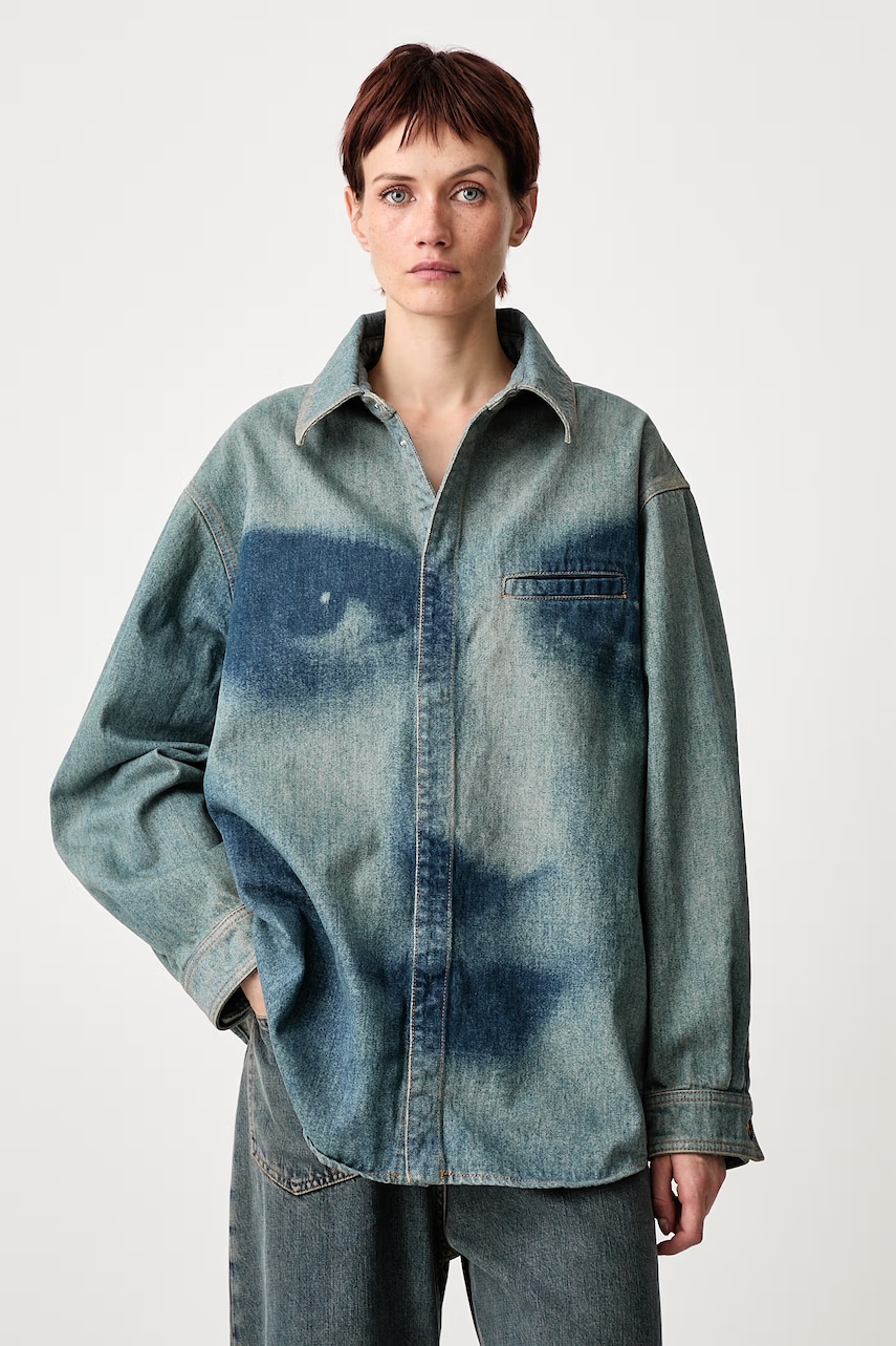 Jean Paul GAULTIER Face Print koszula jeansowa damska
