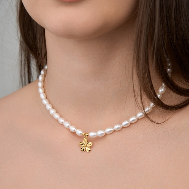 Choker naszyjnik perły naturalne- srebro 925 pozłacane