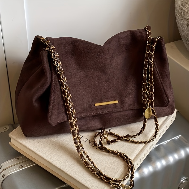 TEMU Retro Torba Tote dla Kobiet, Torba na Ramię z Łańcuszkiem, Duża Torba Podpazuchowa o Dużej Pojemności, Wszechstronna Torba w Leniwym Stylu o