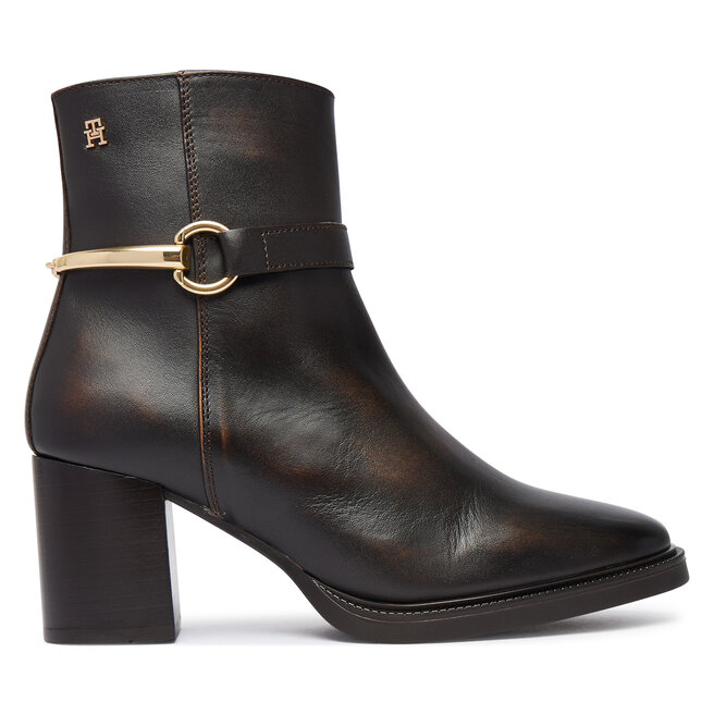 Botki Tommy Hilfiger TH Stud Heel Riding Ankle Boot FW0FW09552 Brązowy ciemny