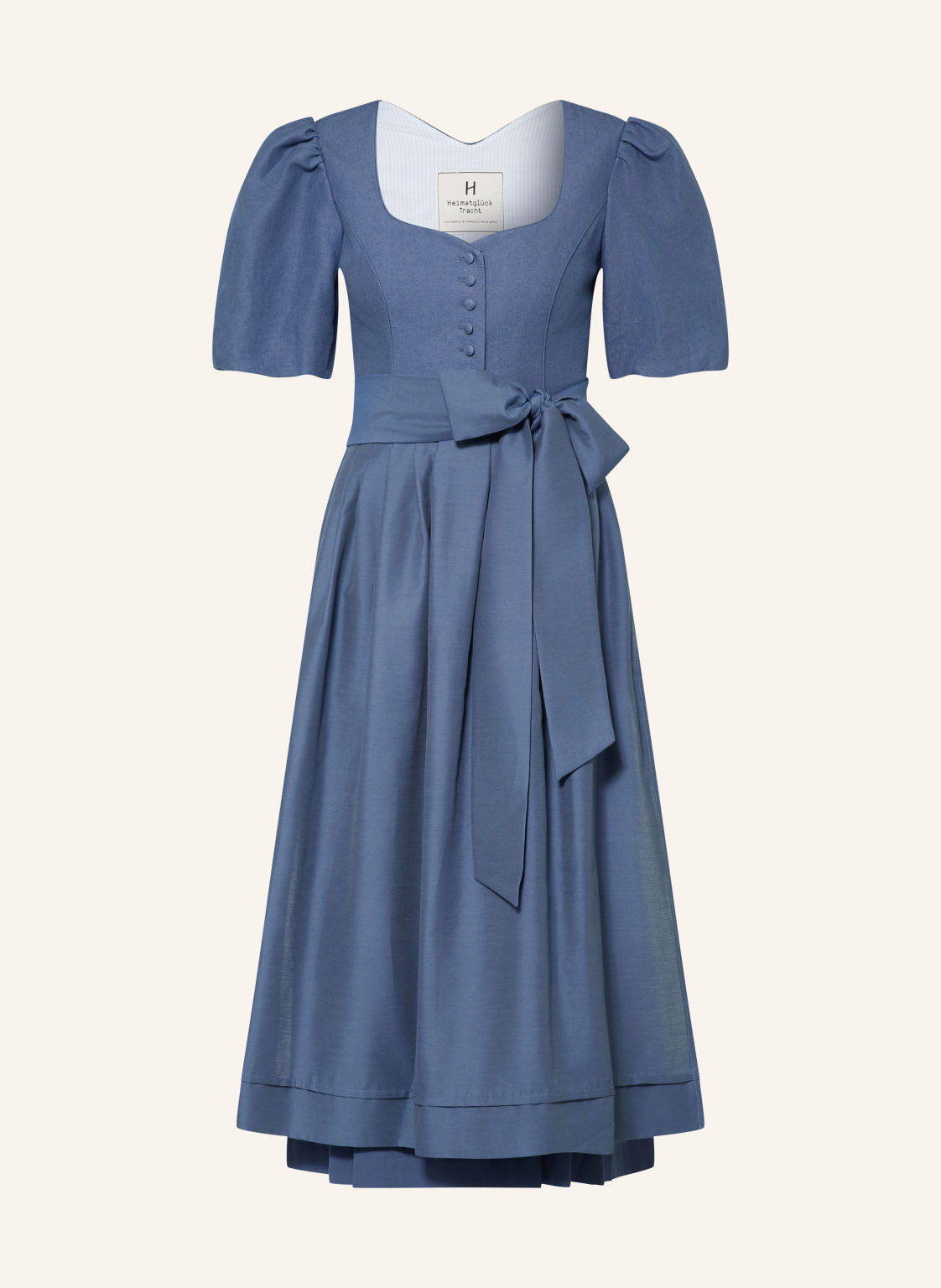 Heimatglück Tracht Lniana Sukienka W Stylu Dirndl Evi blau