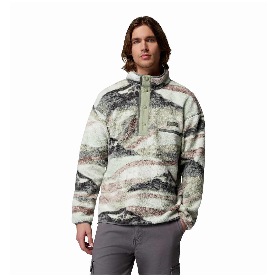 Bluza męska Columbia Helvetia™ II Printed Half Snap Fleece Rozmiar: XL / Kolor: beżowy/biały