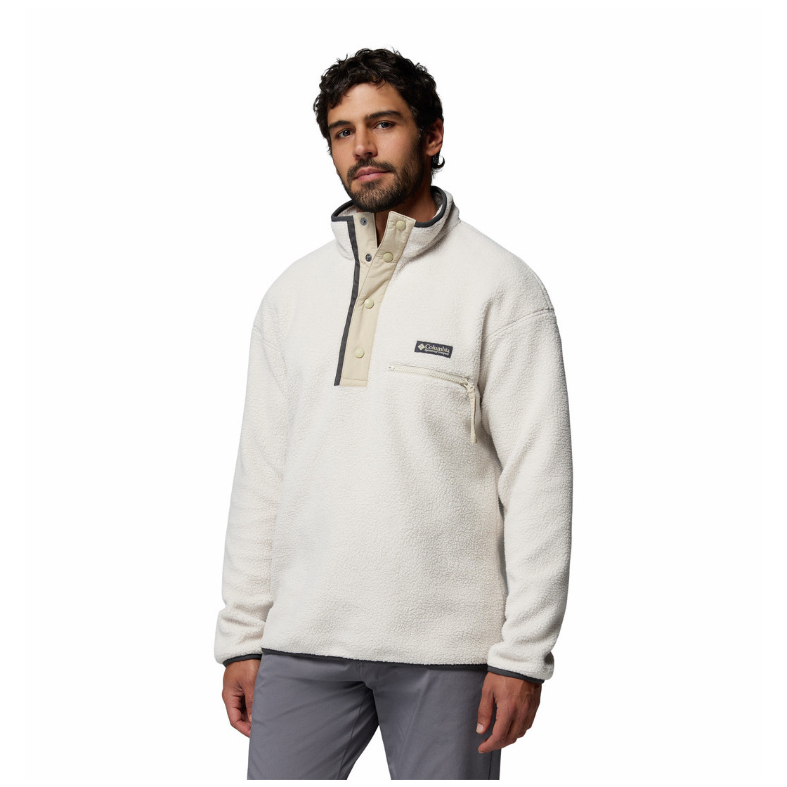 Bluza męska Columbia Helvetia™ II Half Snap Fleece Rozmiar: L / Kolor: beżowy/biały