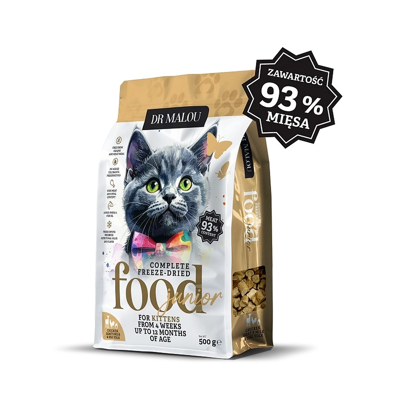 DR. MALOU Kitten -kurczak z kozim mlekiem i żółtkiem 500 g-KOT-karma liofilizowana pełnoporcjowa