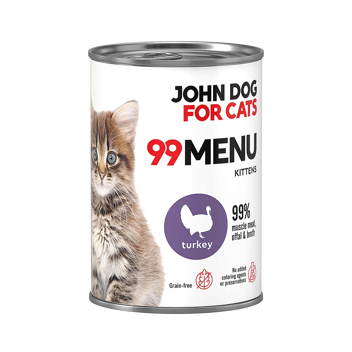 Karma mokra dla kociąt Indyk 99 MENU John Dog for Cats 400g