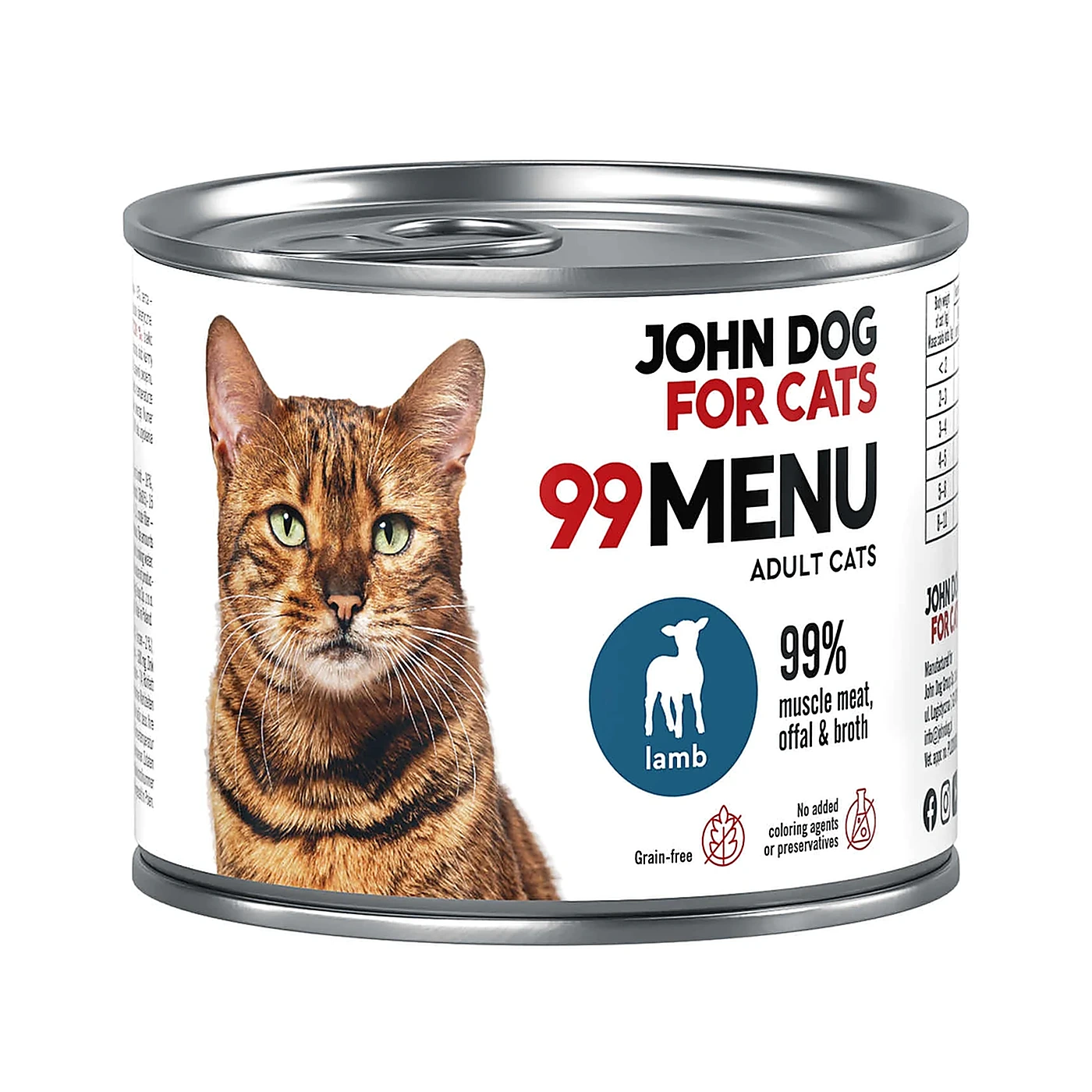 Karma mokra dla kota Jagnięcina 99 MENU John Dog for Cats 200g