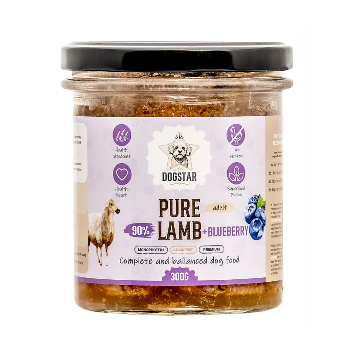 DOGSTAR; PURE; Jagnięcina z borówkami 300g
